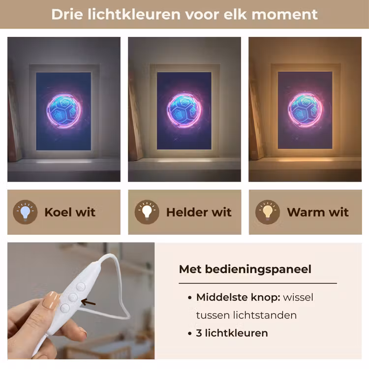 Voetbal - Sport - Blauw - Paars Light Box met kabel klein -USP_lichtkleurNL
