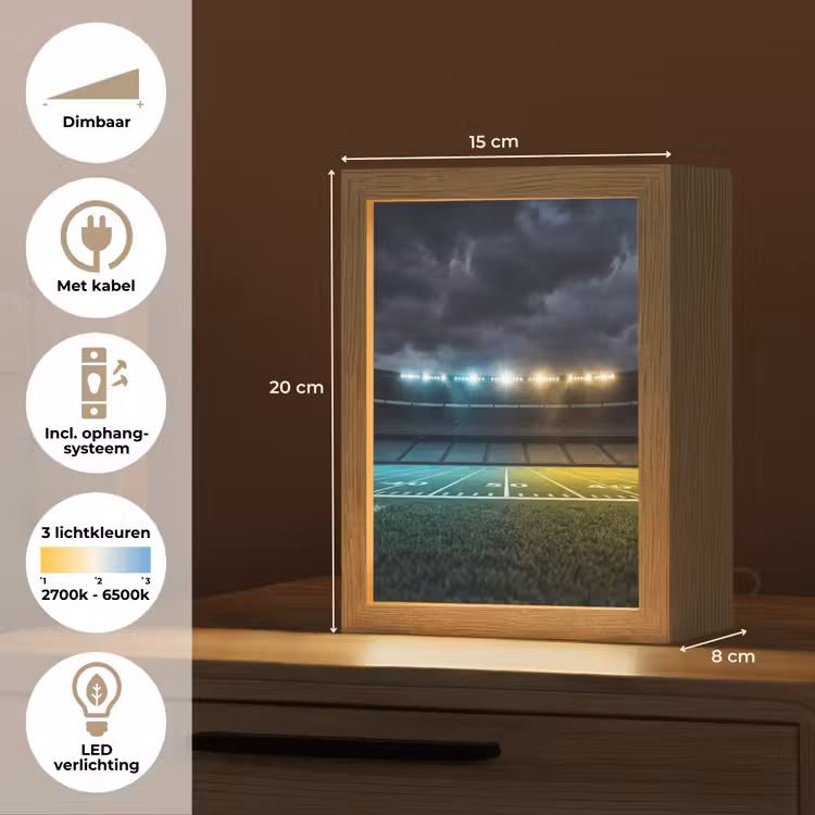 Voetbal - Stadion - Nacht - Modern Light Box met kabel (Kinderlampje) klein -USP_NL