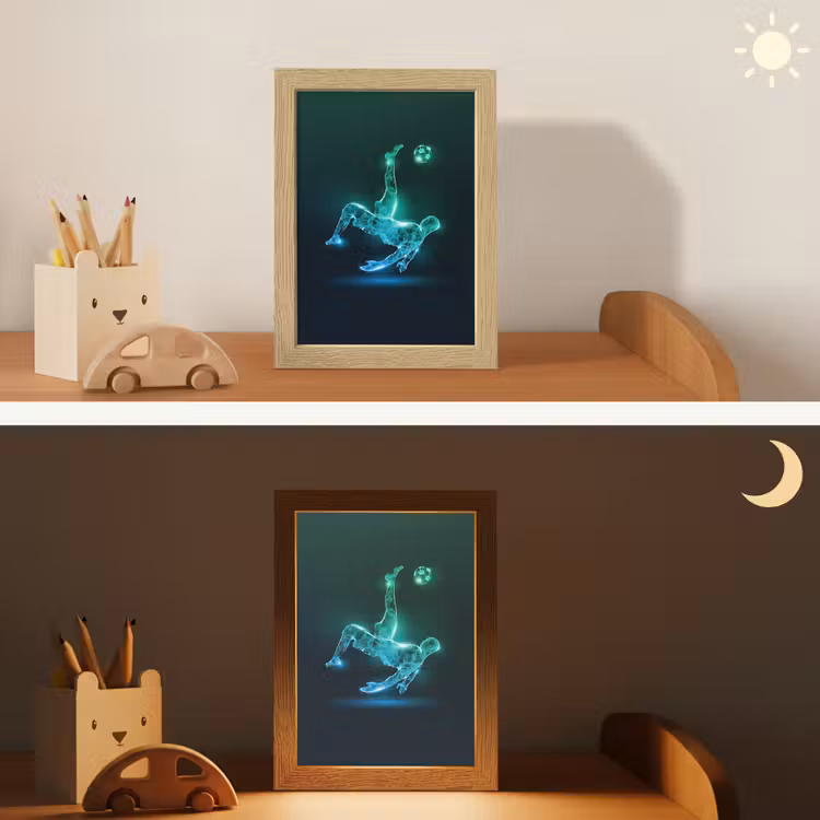Voetbal - Voetballer - Jongen - Zwart Light Box met kabel klein -sfeer3_kind