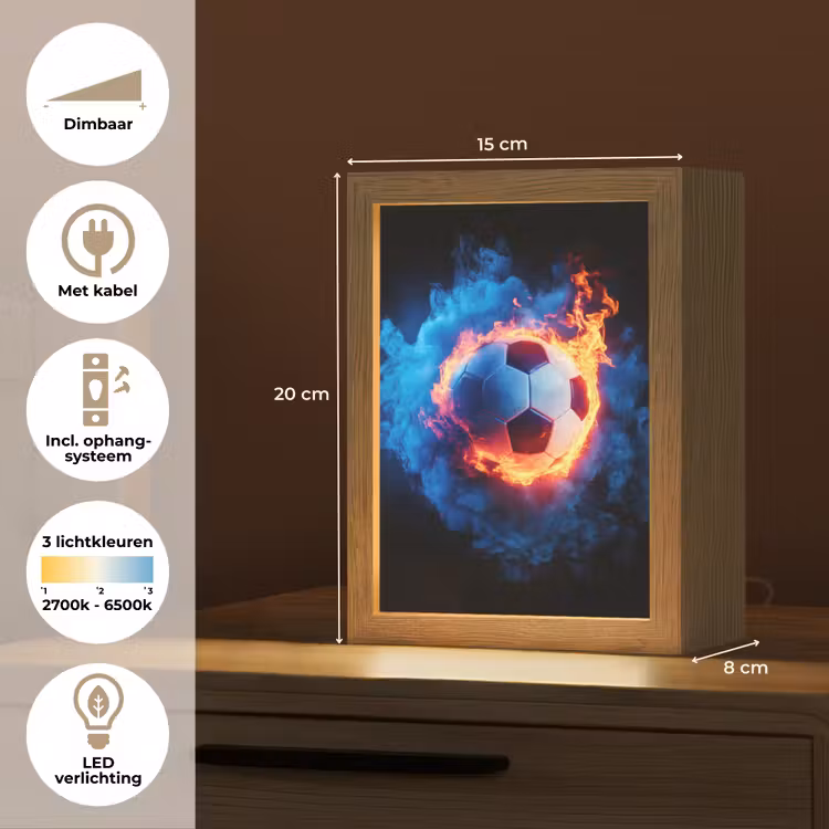 Voetbal - Vuur - IJs - Blauw Light Box met kabel klein -USP_NL