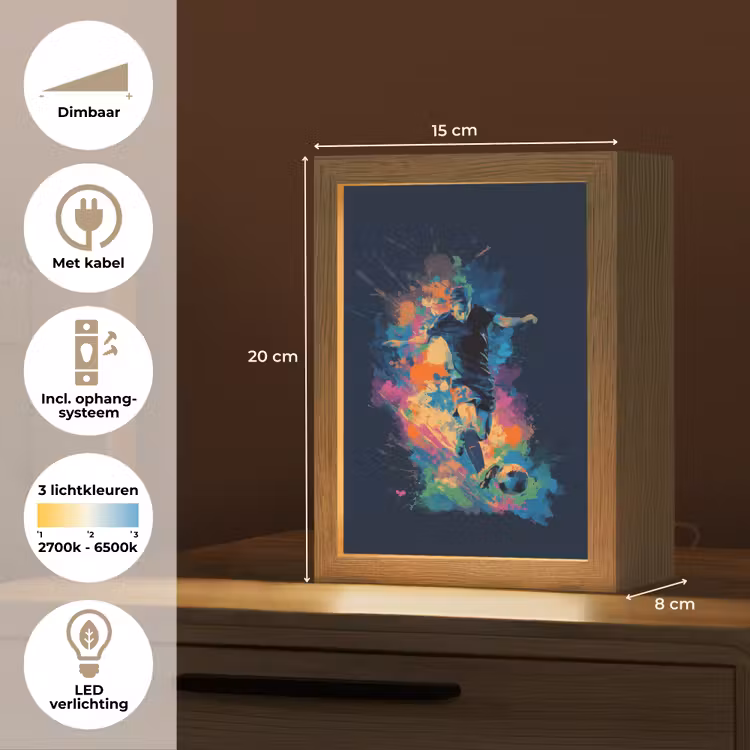 Voetballer - Bal - Kleurexplosie - Abstract Light Box met kabel klein -USP_NL