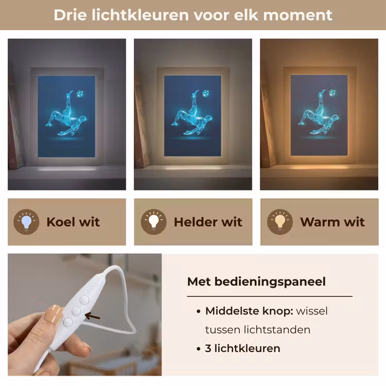 Voetballer - Blauw - Neon Light Box met kabel klein -USP_lichtkleurNL