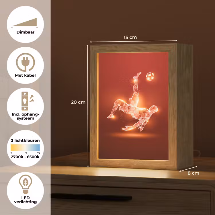 Voetballer - Omhaal - Rood - Neon Light Box met kabel klein -USP_NL