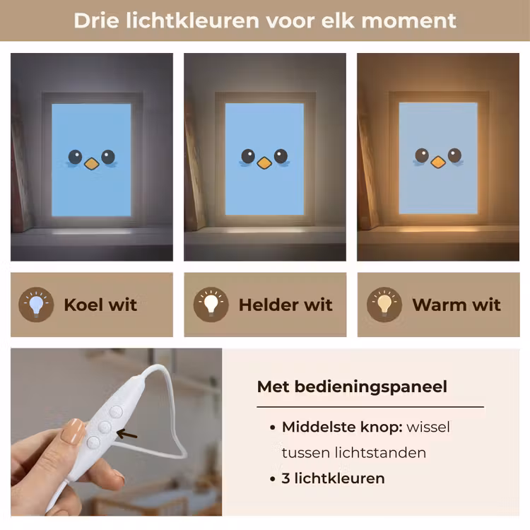 Vogel - Blauw - Eenvoudig Light Box met kabel klein -USP_lichtkleurNL