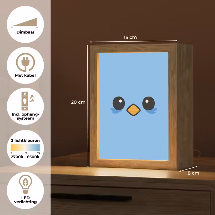 Vogel - Blauw - Eenvoudig Light Box met kabel klein -USP_NL