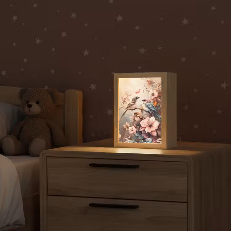 Vogels - Bloemen - Roze - Pastel Light Box met kabel klein -sfeer1_kind