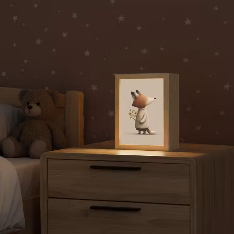 Vos - Gele bloemen - Minimalistisch Light Box met kabel klein -sfeer1_kind