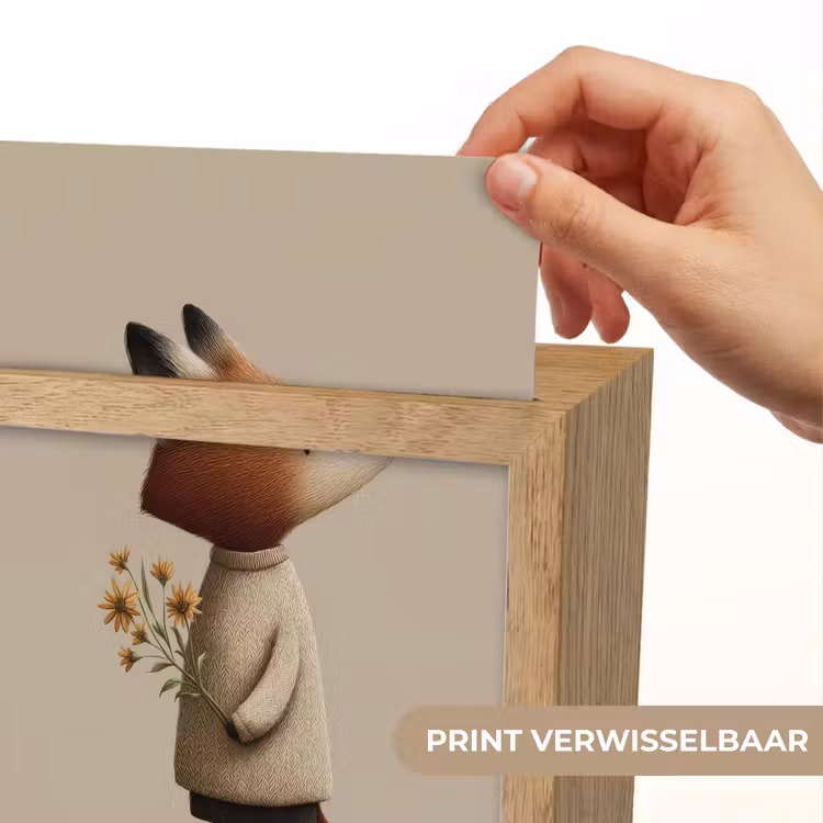 Vos - Gele bloemen - Minimalistisch Light Box met kabel (Kinderlampje) klein -USP_websiteprintNL
