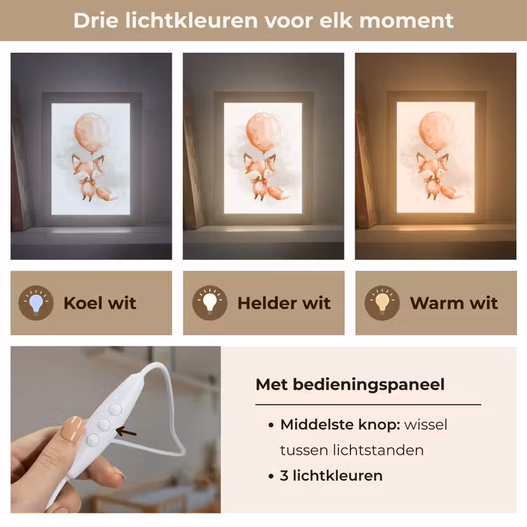 Vos - Pastel kleuren - Dier Light Box met kabel klein -USP_lichtkleurNL