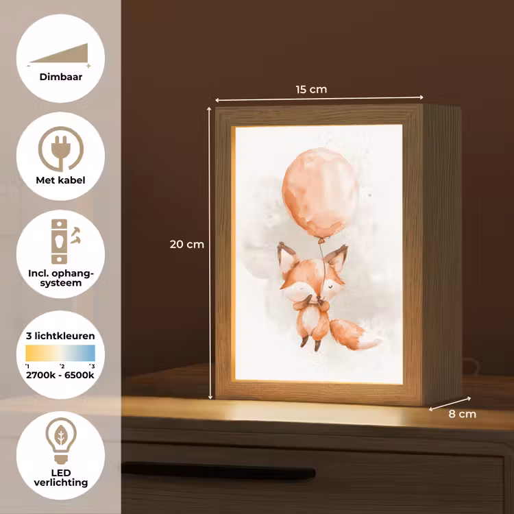 Vos - Pastel kleuren - Dier Light Box met kabel klein -USP_NL