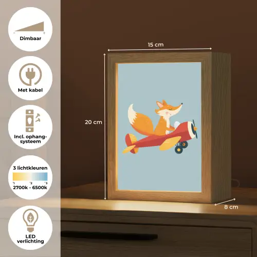 Vos - Vliegtuig - Blauw Light Box met kabel klein -USP_NL