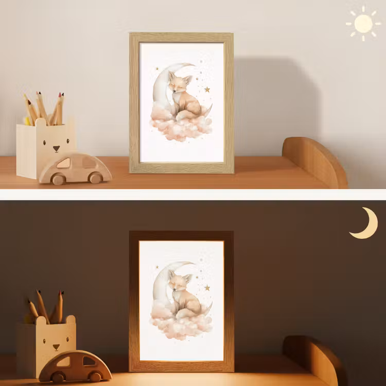 Vos - Wolken - Maan - Sterren Light Box met kabel klein -sfeer3_kind