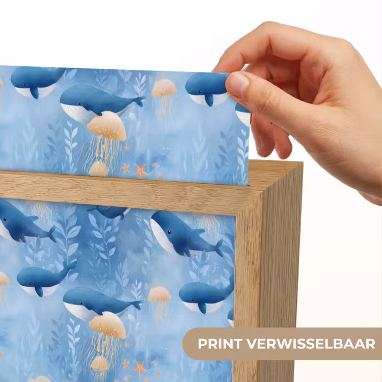 Walvissen - Oceaan - Blauw Light Box met kabel (Kinderlampje) klein 904 -USP_websiteprintNL