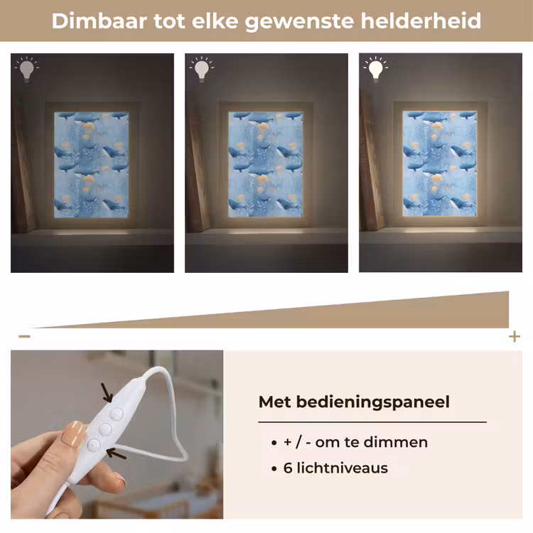 Walvissen - Oceaan - Blauw Light Box met kabel (Kinderlampje) klein 904 -USP_dimbaarNL