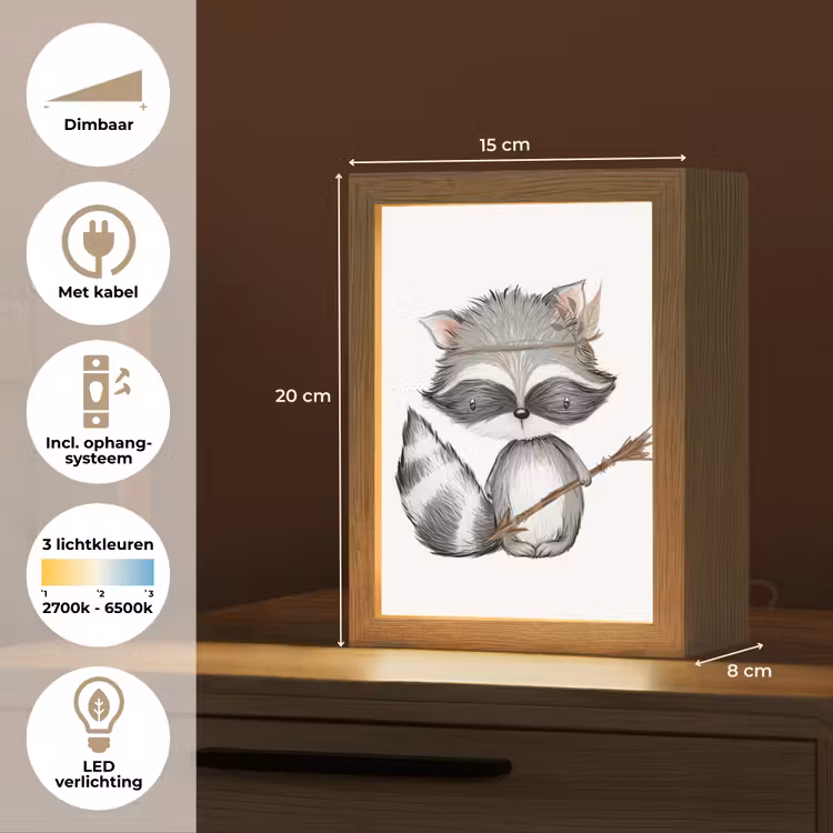 Wasbeer - Dier - Bosdieren Light Box met kabel klein -USP_NL