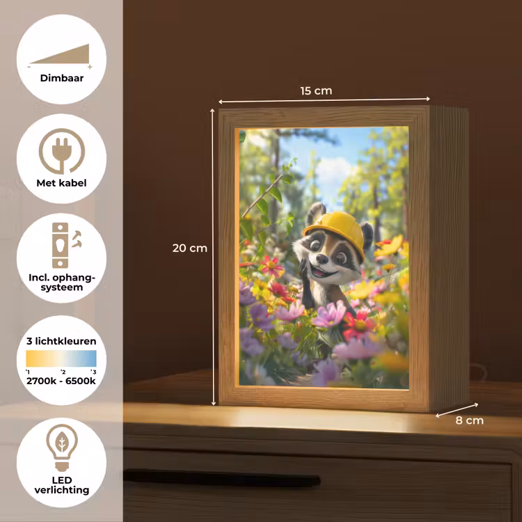 Wasbeer - Natuur - Bloemen - Bouwhelm Light Box met kabel klein -USP_NL