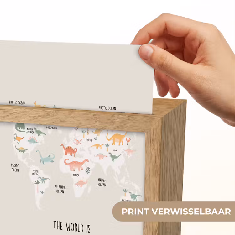 Wereldkaart - Kinderen - Jongens - Dino - Quote Light Box met kabel (Kinderlampje) klein -USP_websiteprintNL