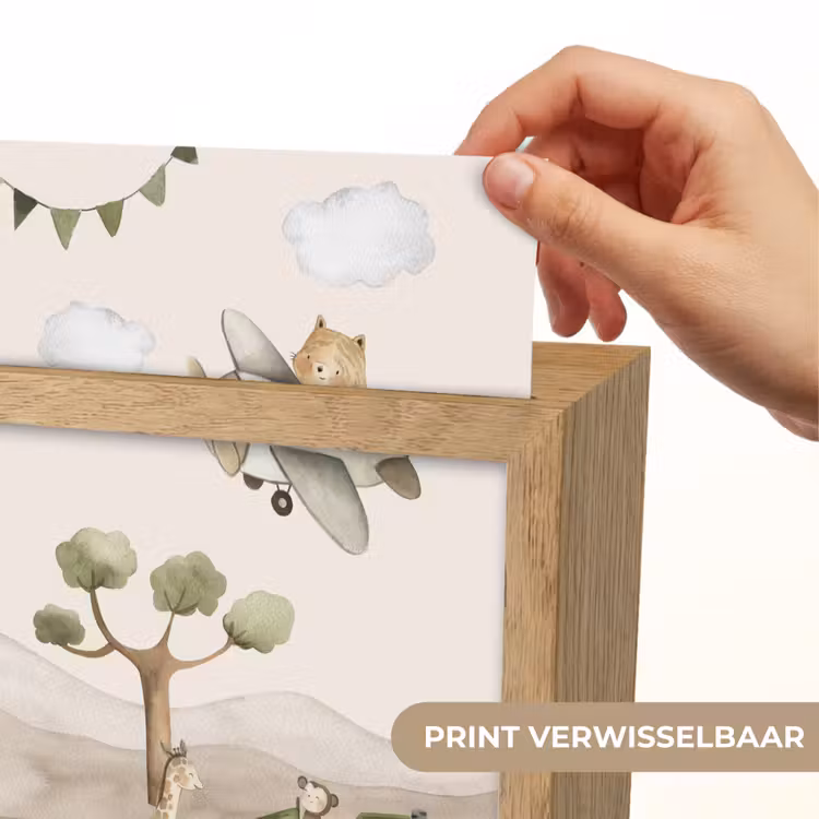 Wilde dieren - Safari - Pastel kleuren - Watercolor - Vliegtuig Light Box met kabel (Kinderlampje) klein -USP_websiteprintNL