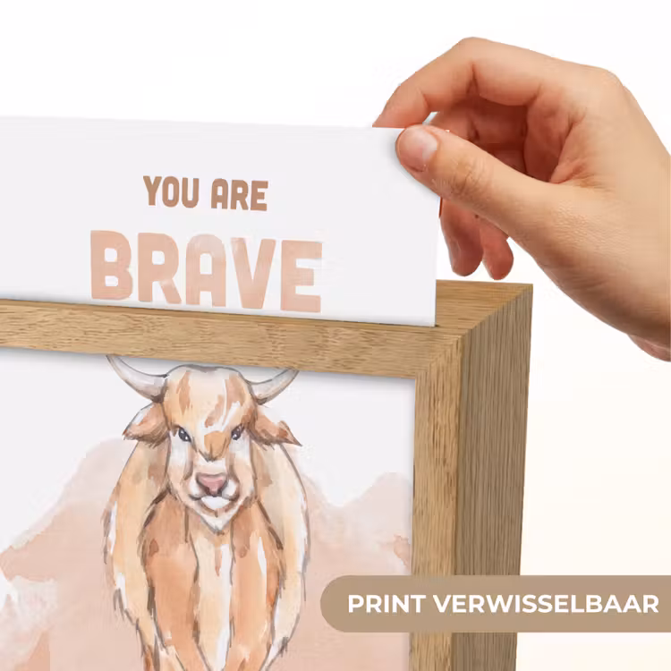 Yak - Oranje - Quote - 'You are brave' Light Box met kabel (Kinderlampje) klein -USP_websiteprintNL