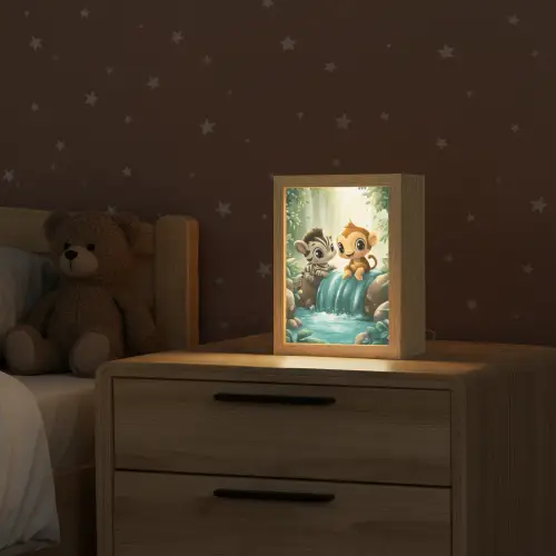 Zebra - Aap - Cartoon - Waterval Light Box met kabel klein -sfeer1_kind