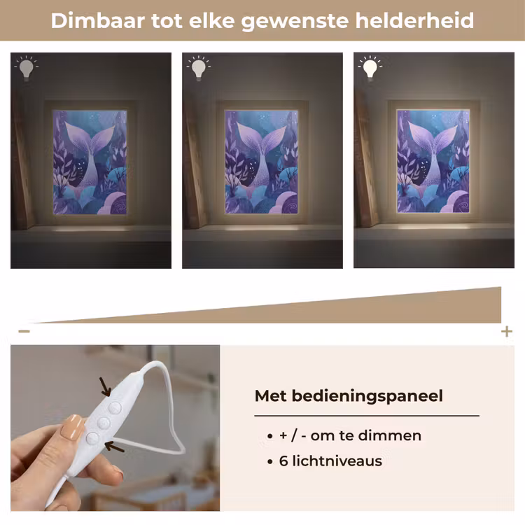 Zeemeerminnenstaart - Onderwaterplanten - Paars - Blauw Light Box met kabel klein -USP_dimbaarNL
