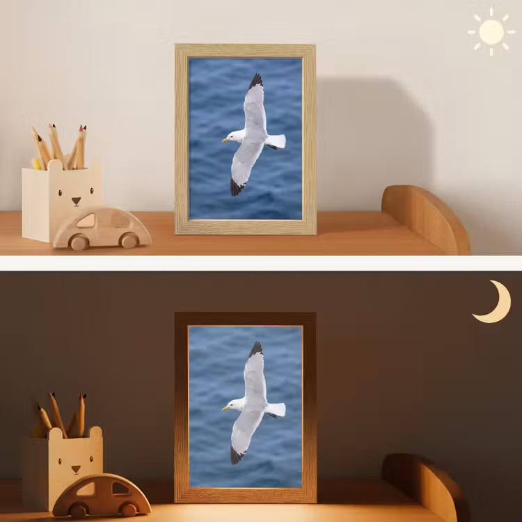 Zeemeeuw - Oceaan - Blauw Light Box met kabel (Kinderlampje) klein -sfeer3_kind