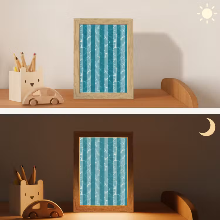 Zwembad - Strepen - Groen Light Box met kabel (Kinderlampje) klein 904 -sfeer3_kind