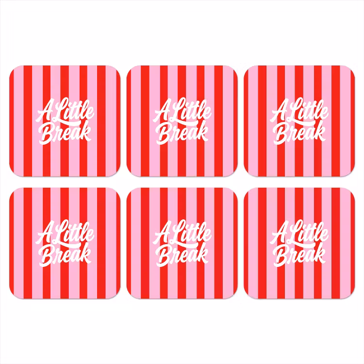 A Little Break - Strepen - Rood - Roze onderzetter kurk middel -3d