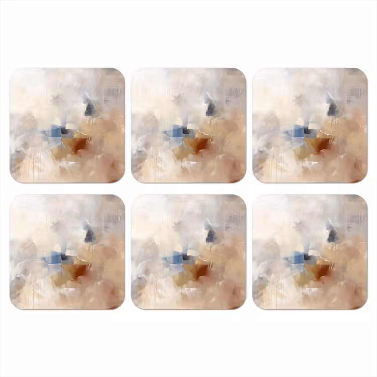 Abstract - Borstelstreken - Modern - Beige - Kunst onderzetter kurk middel -3d