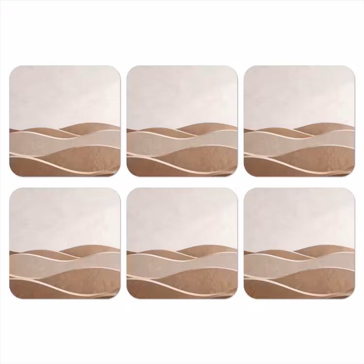 Abstract - Golven - Modern - Beige onderzetter kurk middel -3d