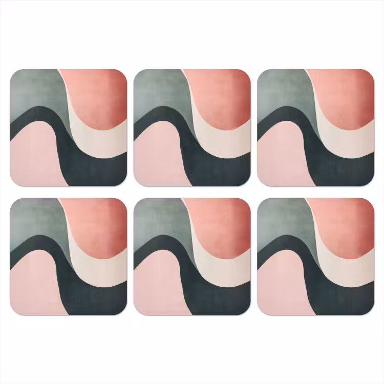 Abstract - Golven - Sierlijk - Roze onderzetter kurk middel -3d