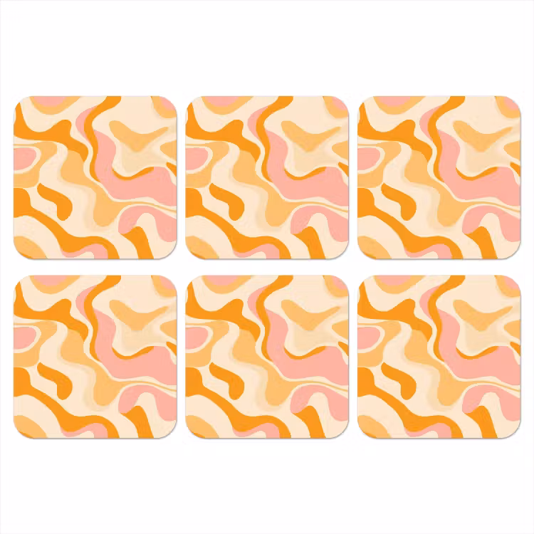 Abstract - Golvend - Oranje onderzetter kurk middel -3d