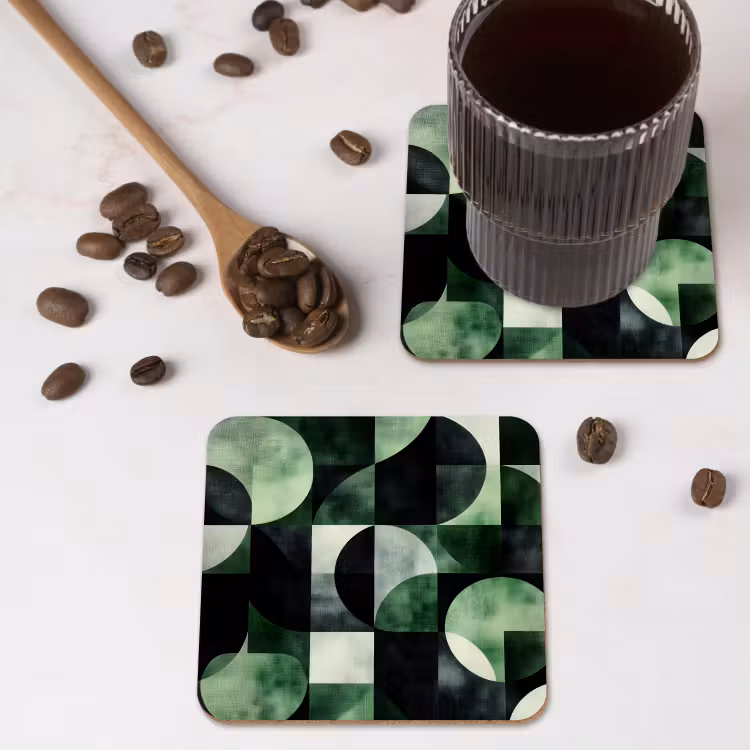 Abstract - Groen - Vormen onderzetter kurk middel -sfeer2