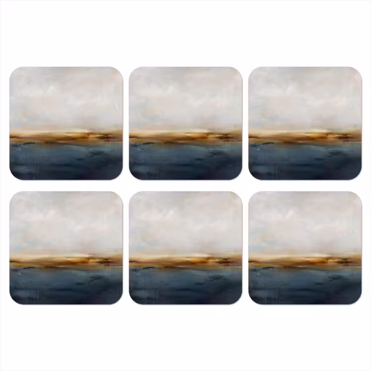 Abstract - Horizon - Water - Modern - Beige onderzetter kurk middel -3d