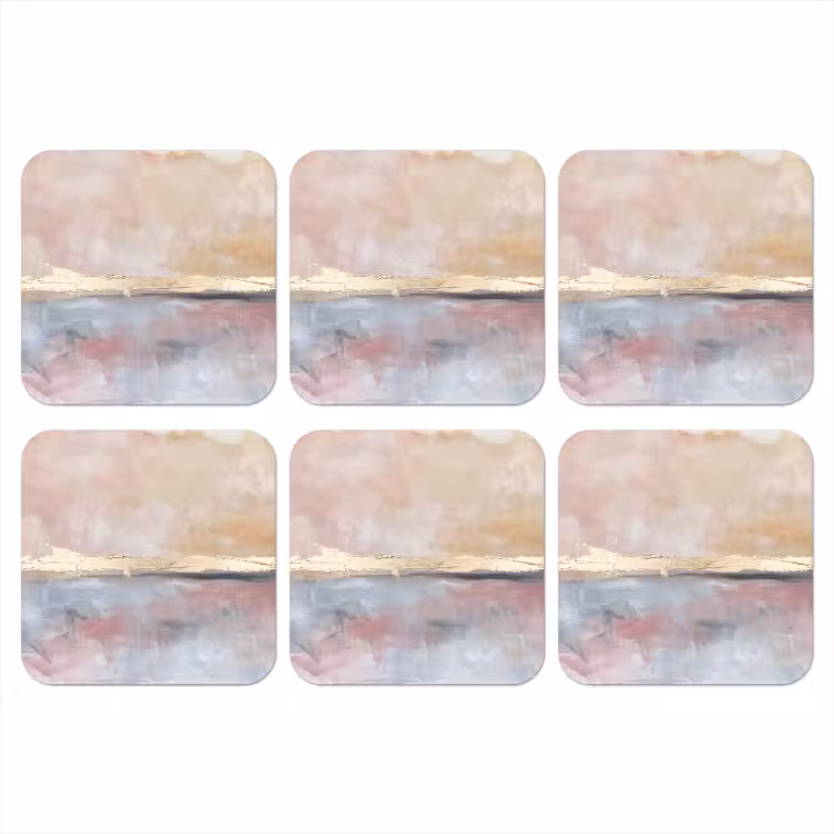 Abstract - Horizontaal - Kunst - Roze - Goud onderzetter kurk middel -3d