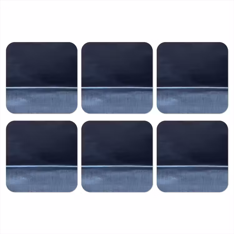 Abstract - Horizontale lijn - Minimalistisch - Donkerblauw - Kunst onderzetter kurk middel -3d