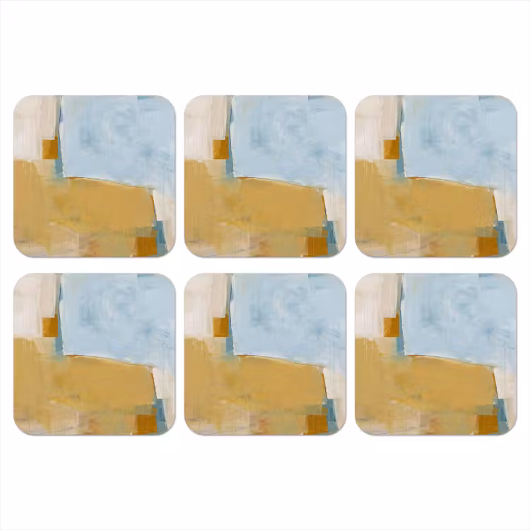 Abstract - Kleuren - Kunst - Modern - Blauw onderzetter kurk middel -3d