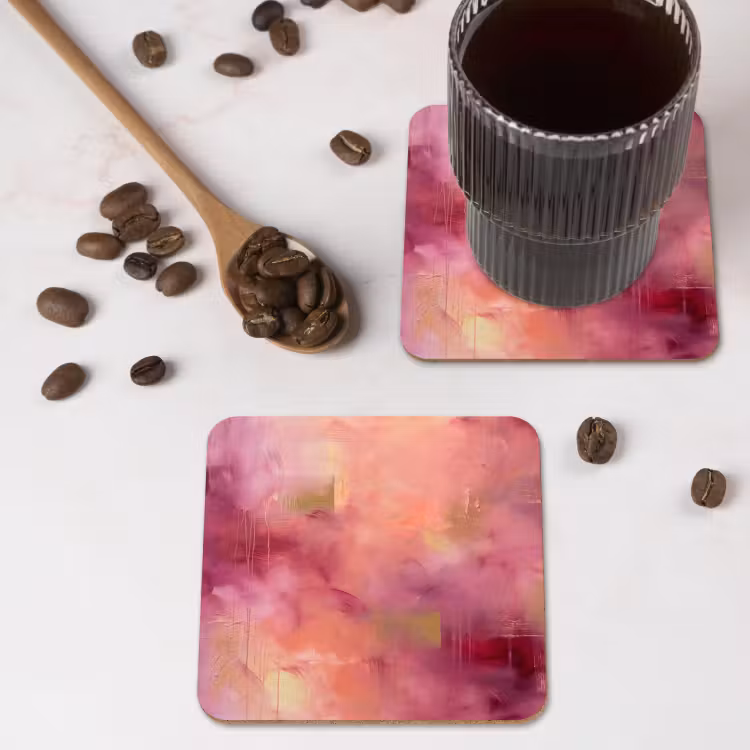 Abstract - Kleuren - Modern - Roze - Paars onderzetter kurk middel -sfeer2