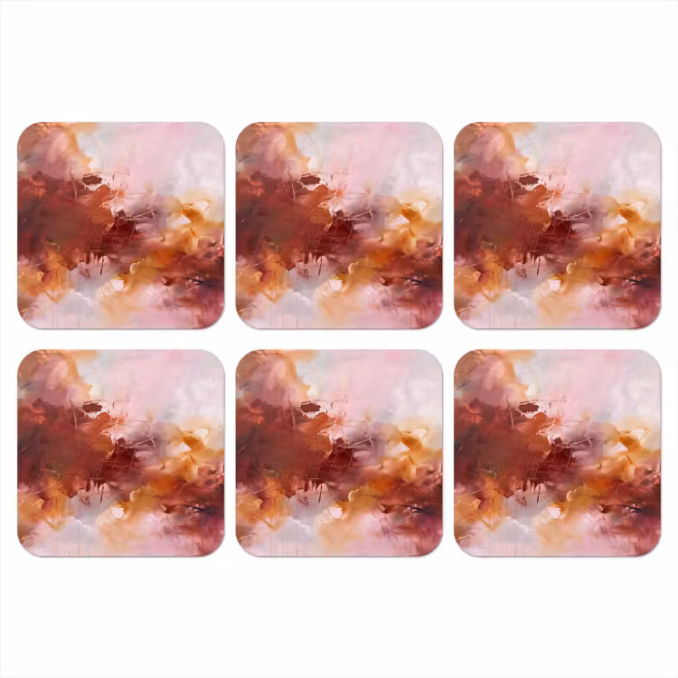 Abstract - Kleurrijk - Kunst - Modern - Roze-Rood onderzetter kurk middel -3d