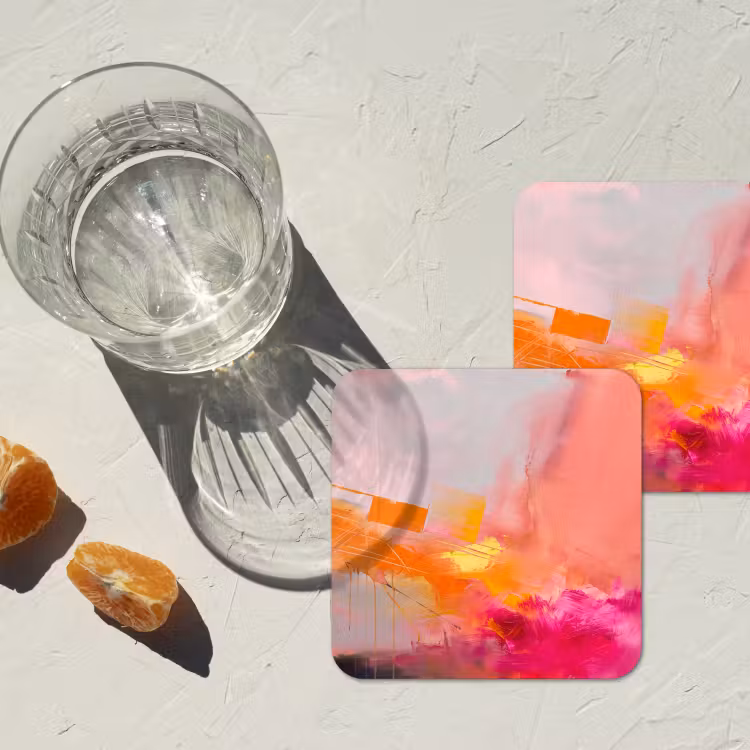 Abstract - Kleurrijk - Modern - Roze onderzetter kurk middel -sfeer4