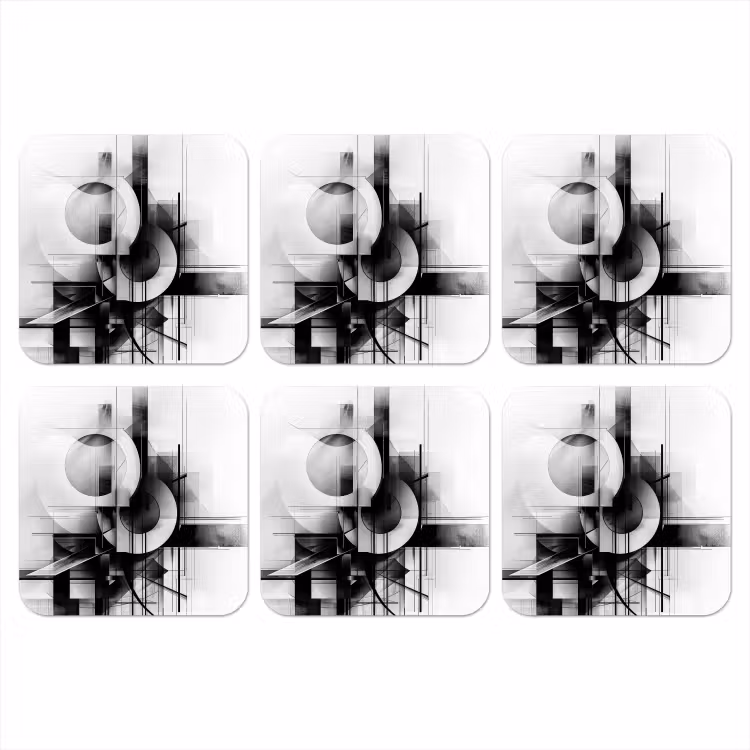 Abstract - Kunst - Modern - Zwart wit onderzetter kurk middel -3d