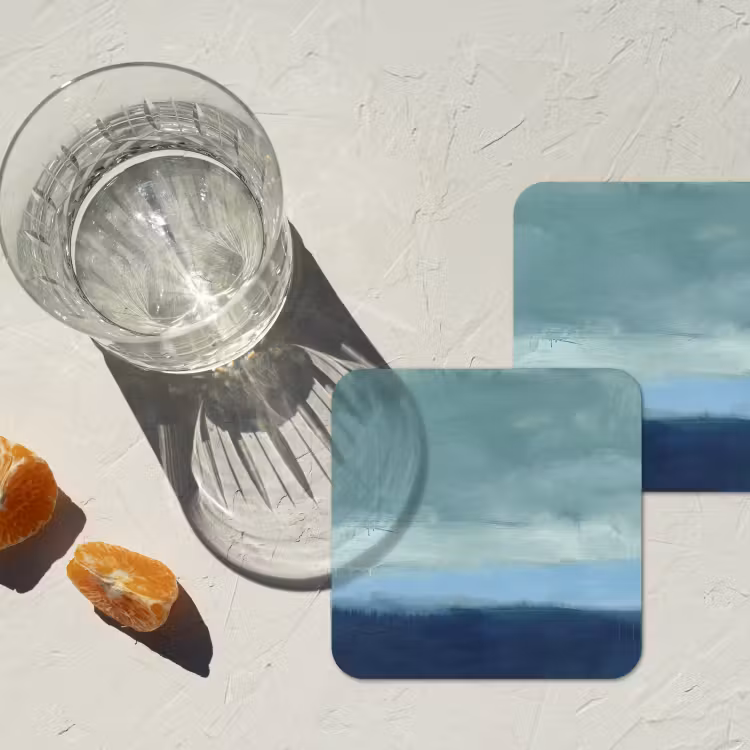 Abstract - Lagen - Rust - Modern - Blauw onderzetter kurk middel -sfeer4