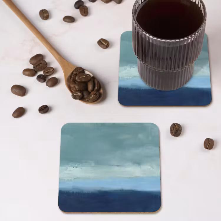 Abstract - Lagen - Rust - Modern - Blauw onderzetter kurk middel -sfeer2