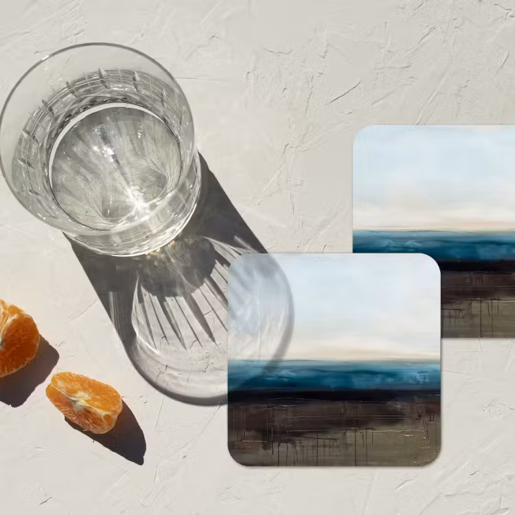 Abstract - Landschap - Horizon - Blauw - Modern onderzetter kurk middel -sfeer4
