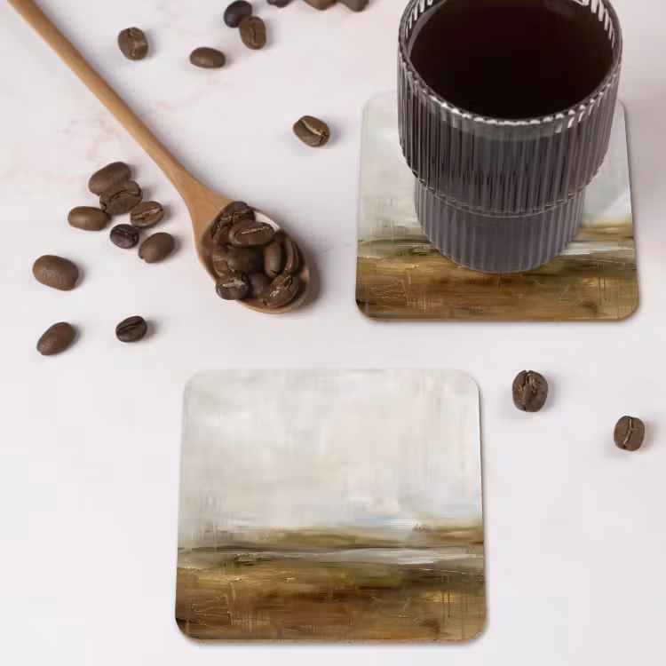 Abstract - Landschap - Natuur - Beige - Bruin onderzetter kurk middel -sfeer2