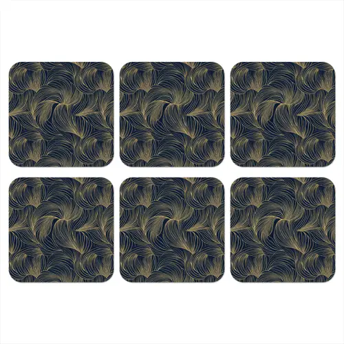 Abstract - Lijnen - Blauw - Goud onderzetter kurk middel 366 -3d