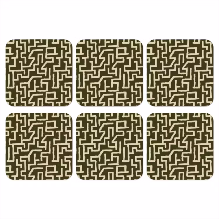 Abstract - Lijnen - Groen onderzetter kurk middel 366 -3d