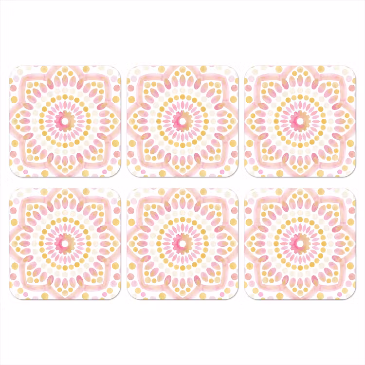 Abstract - Mandala - Kunst - Modern - Roze onderzetter kurk middel -3d