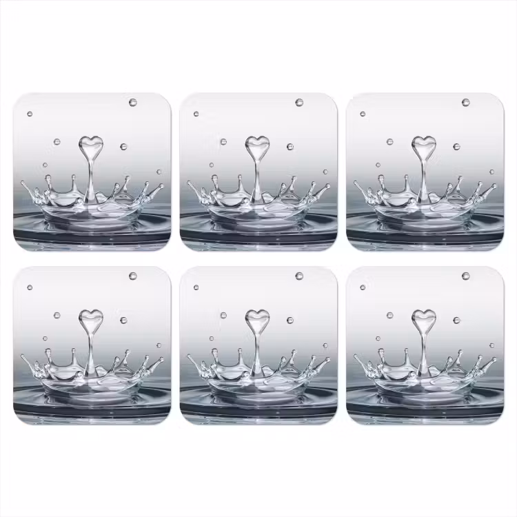 Abstract - Modern - Water - Hart onderzetter kurk middel -3d