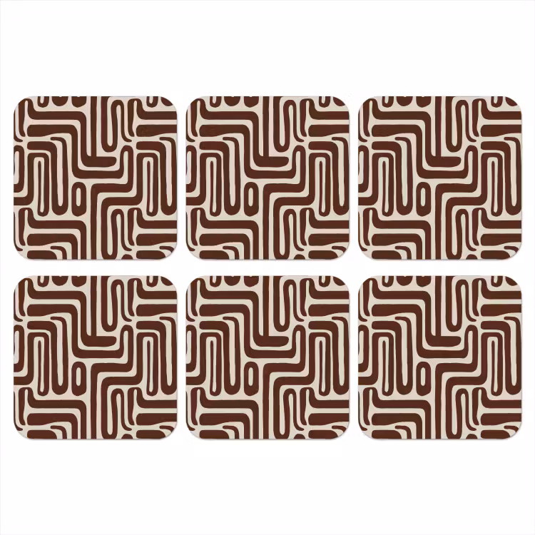 Abstract - Patroon - Bruin onderzetter kurk middel 366 -3d